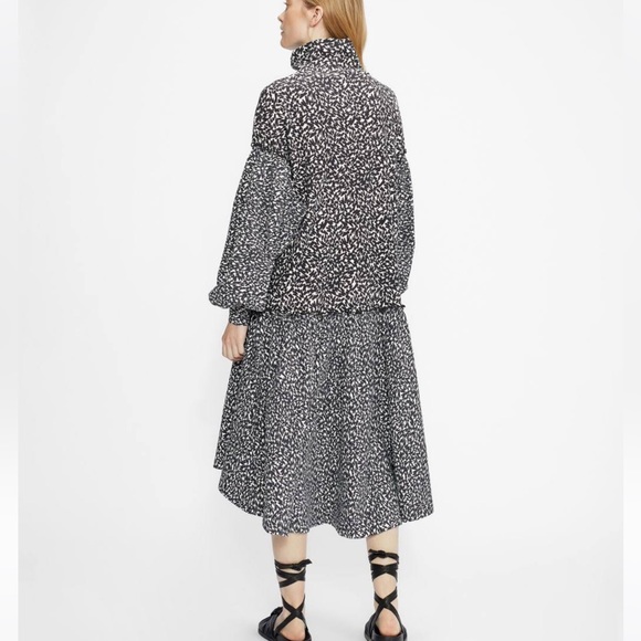 Ted Baker Black and White Floral Tiered Toddl Long Sleeve Midi Peasant Dress - Picture 10 of 16